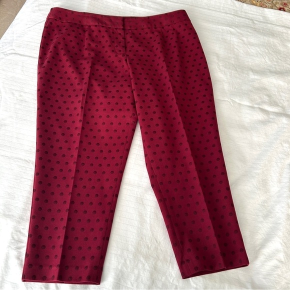 Talbots Heritage Ankle Pants 18W Petite Burgundy Wine Jacquard Dot Stretch Plus - Picture 9 of 16